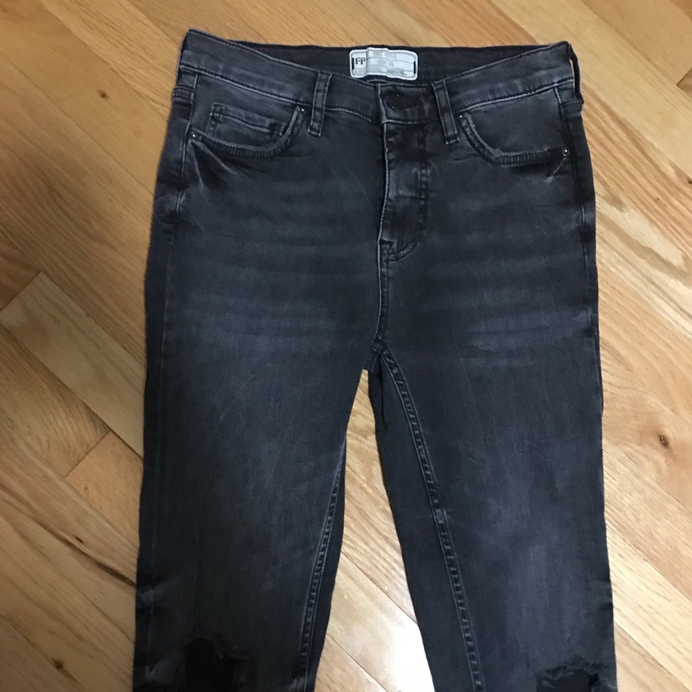 Dark Gray Distressed/Ripped Free People Jeans